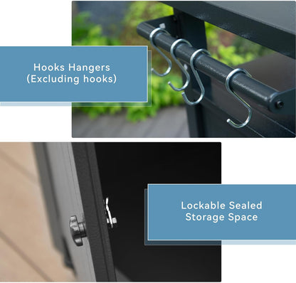 Grill Cart Outdoor with Storage Cabinet, Portable Rolling Patio Bar Cart with Wheels, BBQ Prep Table, Movable Stainless Steel Kitchen Island Dining Cart for Food/Drink/Cooking -Grey