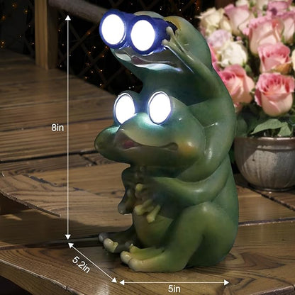 Garden Decor Outdoor Statue Yard Frog Solar Figurines Patio Art Home Outside Decorations Lawn Ornaments Gardening Gifts Ideas for Mom Mother Grandma Women Wife Sister