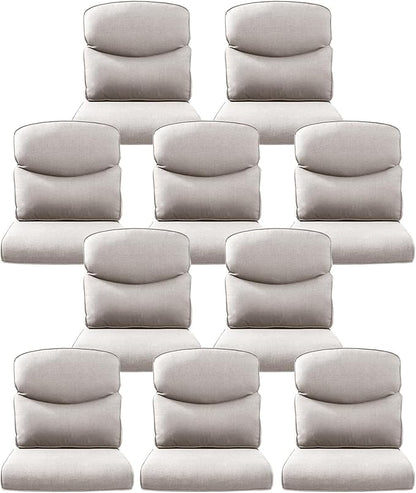 10-Piece Outdoor Patio Cushion Set - Fade & Water Resistant with Removable Olefin Cover, 22x24x4 Inch Memory Foam Cushions for Wicker Sectional Sofa – Beige/Crescent