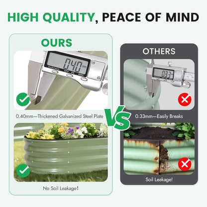 INNO STAGE 3Pcs Galvanized Raised Garden Bed Kit, Outdoor Metal Raised Garden Beds for Vegetables, Rust-Resistant & Easy Assembly, 4x2x1ft Oval Raised beds for Gardening, Flowers, Herbs (Olivergreen)