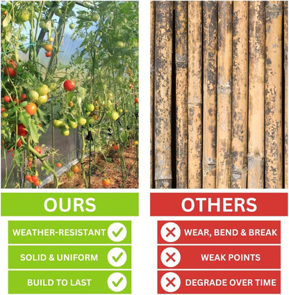 Fiberglass Eco Friendly Garden Stakes (Choose Height/Quantity) – Durable, Lightweight, Tomato, Tree, Strawberry, Plant, Support Fencing Stakes with Patterned Surface 5/16" Diameter (10, 4)