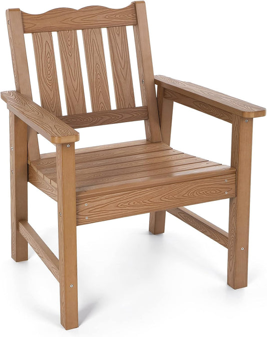 Stoog Patio Chair, All-Weather Outdoor Chairs with 400 lbs Weight Capacity, Looks Like Real Wood, for Patio, Deck, Pool and Backyard, Teak