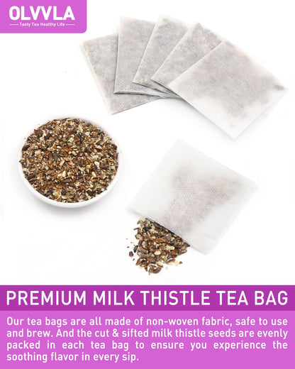 Olvvla - Premium Milk Thistle Tea Bags - 3g X 70 Count - 100% Pure Natural Milk Thistle Seed Herbal Tea - Caffeine-free - Non-GMO