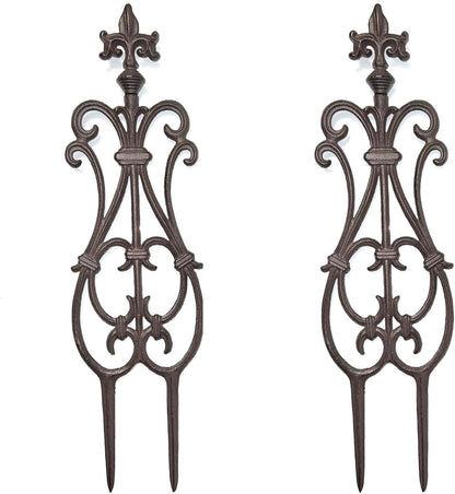 Ornate Cast Iron Garden Edging Fence（28" Tall） - 2 Pack Heavy Duty Metal Border for Lawn, Patio & Landscaping HC8775
