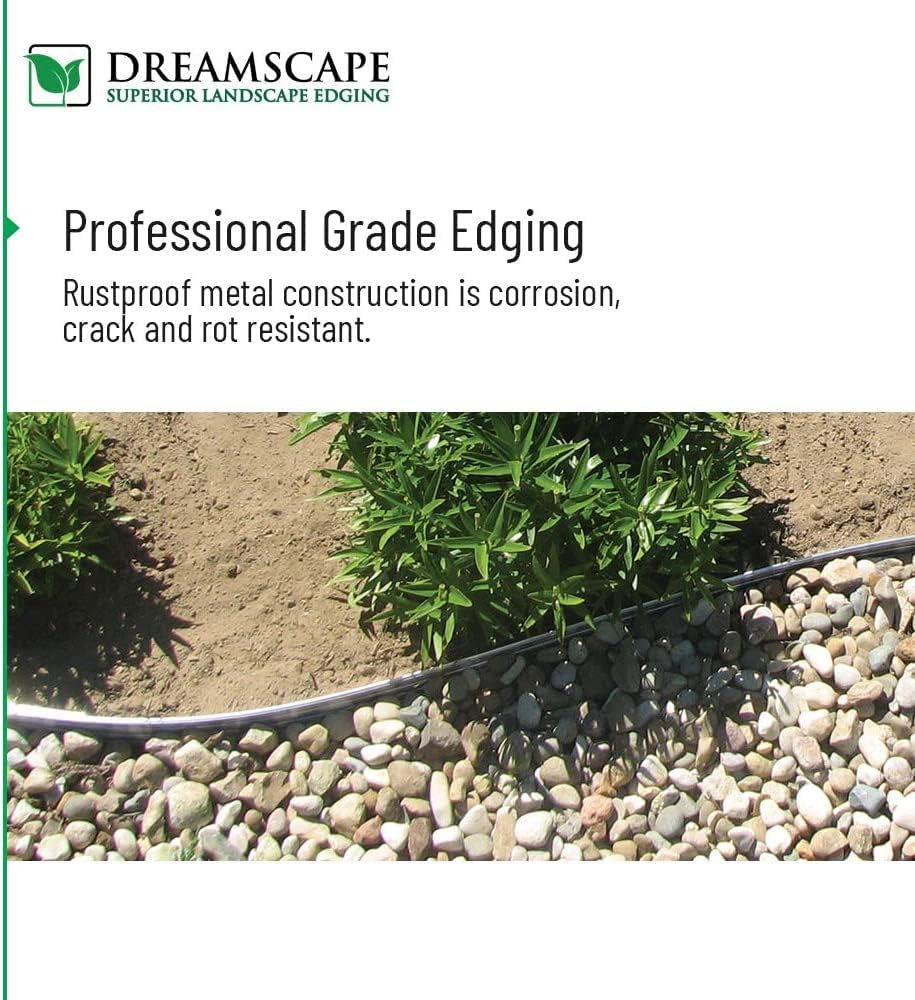 Dreamscape E-Z Edge Aluminum Landscape Edging - 12 Strips, 6ft Each (72ft Total), Brown - Professional Quality Landscaping Border, Metal Divider for Lawn, Garden, Flowerbed…