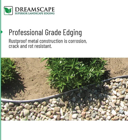 Dreamscape E-Z Edge Aluminum Landscape Edging - 8 Strips, 6ft Each (48ft Total), Mill Finish (Natural Aluminum) - Professional Quality Landscaping Border, Metal Divider for Lawn, Garden, Flowerbed…