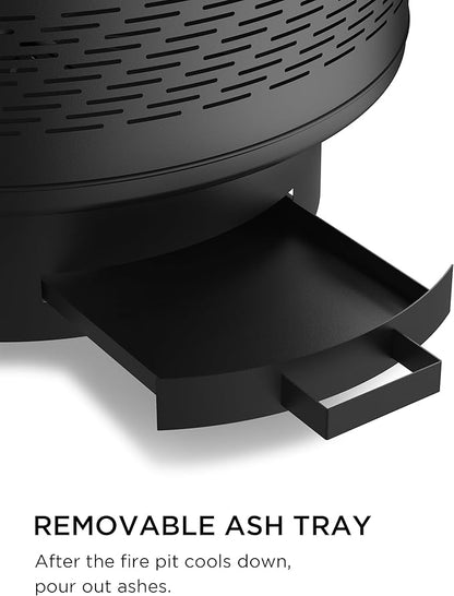 32" Fire Pits with Cooking Grill, Fire Pit Table with Lid & Fire Poker, Round Wood Burning Firepit for Outside, Multifunctional Outdoor Fire pits for BBQ, Table, Picnic, Camping, Bonfire Party