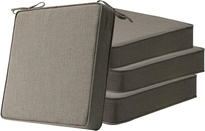Sunbrella Square Corner Seat Cushions, 19" x 19" x 3", Set of 4, Indoor Outdoor Water Repellent Universal Chair Pads with Ties for Patio Furniture, Garden Dining Chairs, Cast Shale
