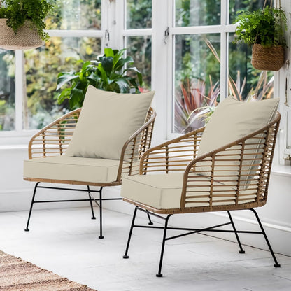 Favoyard Outdoor Seat Cushion Set 19 x 19 Inch Waterproof & Fade Resistant Patio Furniture Cushions with Removable Cover Deep Seat & Back Cushion with Handle and Adjustable Straps for Chair Sofa Couch