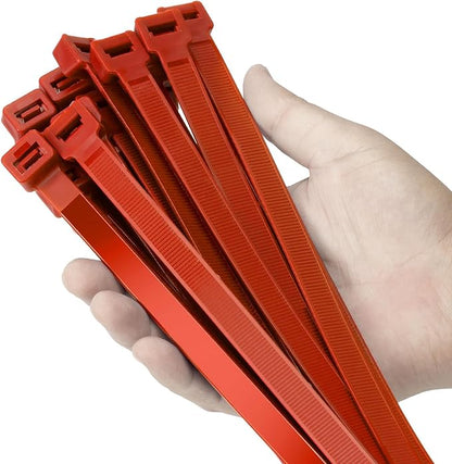 24 inch Red Zip Ties Heavy Duty 50 PACK, 250 LBS Ultra Exclusive Strong Plastic Wire Ties, Large Cable Ties Extra Long Tie Wraps, Indoor and Outdoor UV Resistant