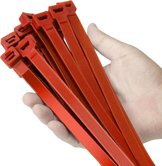 24 inch Red Zip Ties Heavy Duty 50 PACK, 250 LBS Ultra Exclusive Strong Plastic Wire Ties, Large Cable Ties Extra Long Tie Wraps, Indoor and Outdoor UV Resistant