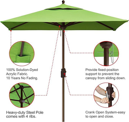 EliteShade USA 10-Year-Non-Fading 6x6Ft Square Market Umbrella Patio Outdoor Table Umbrella with Ventilation, Macaw Green