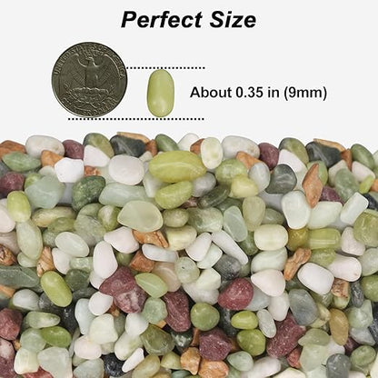 Landscaping Pebbles River Rocks Decorative Ornamental Pebbles Garden Landscaping Stones Gravel Filler for Home Decoration Flower Bed Fish Tank Plants Vases Succulents (1, Green, 1 Pound)