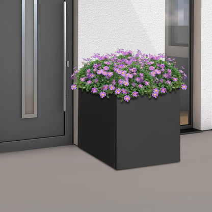 20" L x20 W x20 H Metal Flower Boxes Planter Boxes Outdoor Raised Garden Bed Indoor Outdoor Planting Bed Black Square Planter Box for Patios Lawn Yard Decor Storage