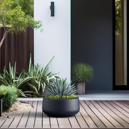 Kante 13.4" Dia Round Curvy Concrete Planter, Large Plant Pots with Drainage Hole and Rubber Plug for Indoor Outdoor Plants, Flower Pot for Home Garden Patio Porch, Charcoal