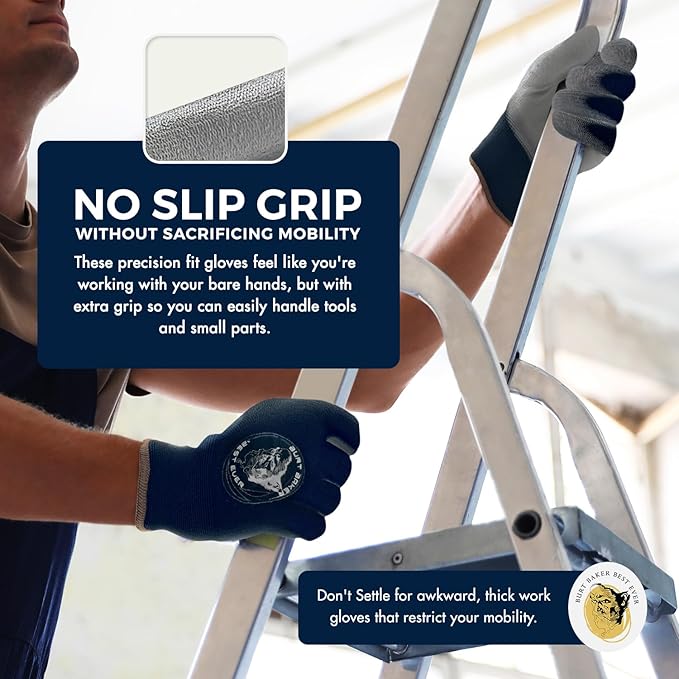 No-Slip Grip Boost Lightweight Work Gloves (PRECISION FIT) Heavy Duty Dipped Slip Resistant Men & Womens