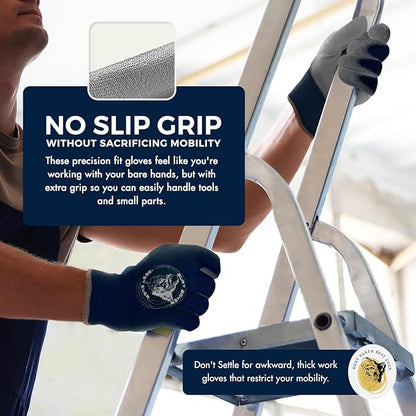 No-Slip Grip Boost Lightweight Work Gloves (PRECISION FIT) Heavy Duty Dipped Slip Resistant Men & Womens