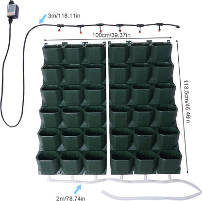 Self Watering Wall Planter with 36 Pots, Wall Planters for Indoor Plants, Vertical Garden Planter, Wall Mounted Plastic Plant Grow Pots for Fruits Vegetables Flowers Herbs (Green)