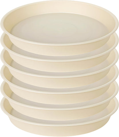6 Pack of 12 inch Plant Saucer, Heavy Duty Plastic Plant Saucer 12" Round, Durable Plant Tray for Pots, Plant Saucers for Indoors, Plant Trays for Planter (12", Beige)