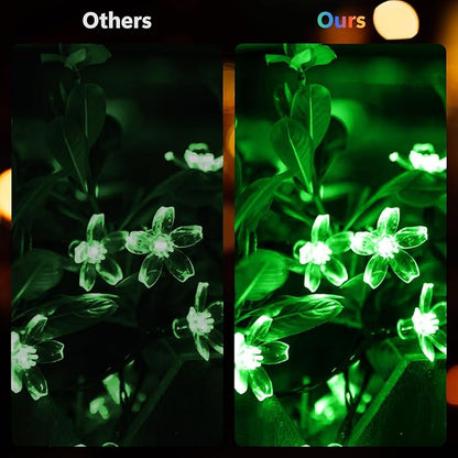SHANTELE Solar Flower String Lights Outdoor Waterproof 60 LED Fairy Lights for Garden, Fence, Yard, Patio, Lawn, Christmas Tree, Green