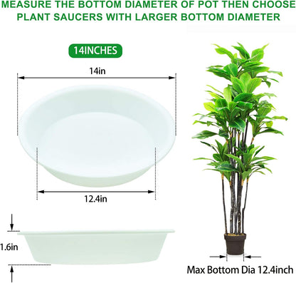 3 Pack Plant Saucer Heavy Duty Sturdy Drip Trays for Indoor and Outdoor (14 Inch, White)