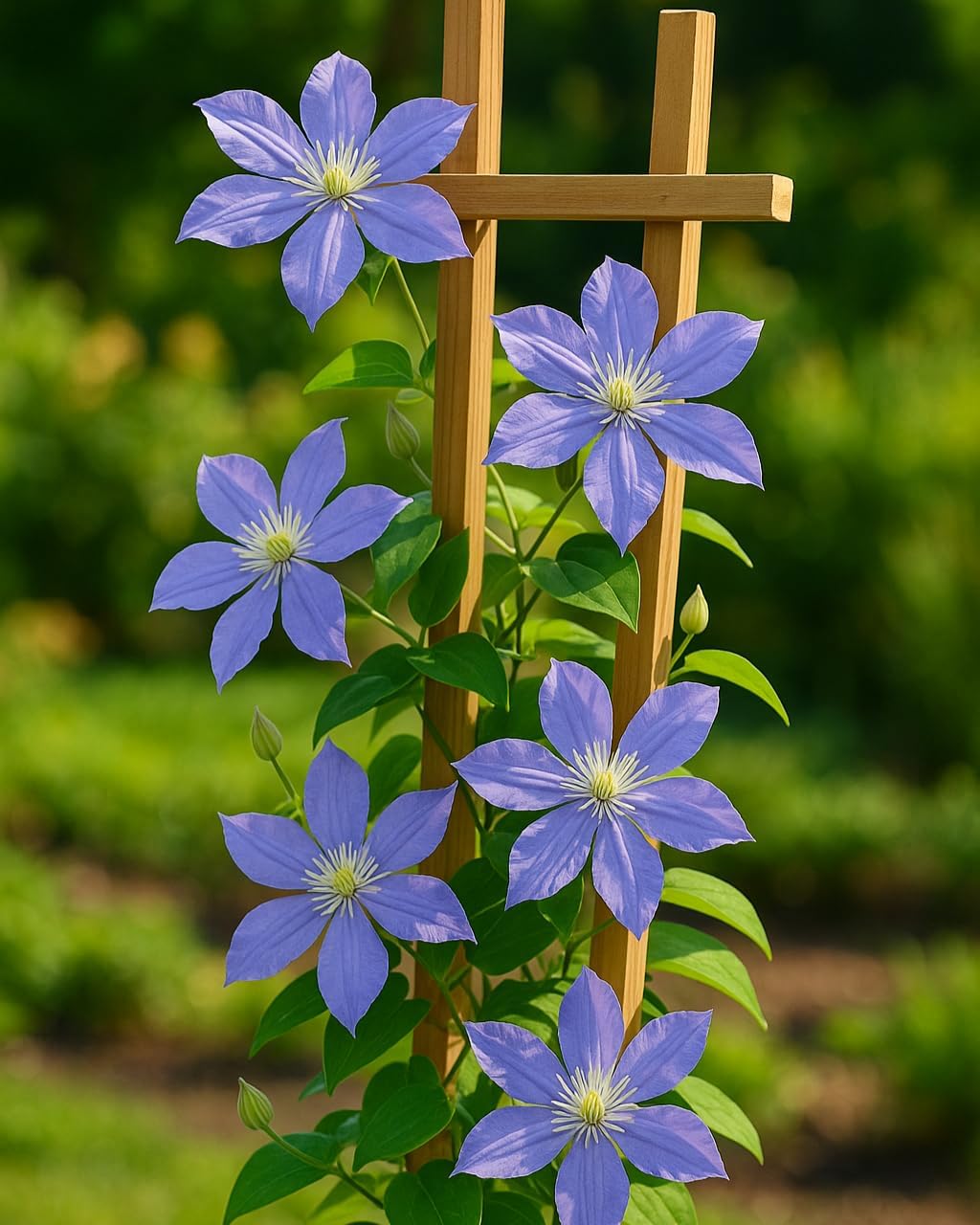 Perennial Farm Clematis 'Arabella' Hybrid – Live Flowering Vine in 4 Quart Container, Violet-Blue Bell-Shaped Blooms, Long Blooming, Non-Clinging Climber, Ideal for Trellises, Arches & Containers