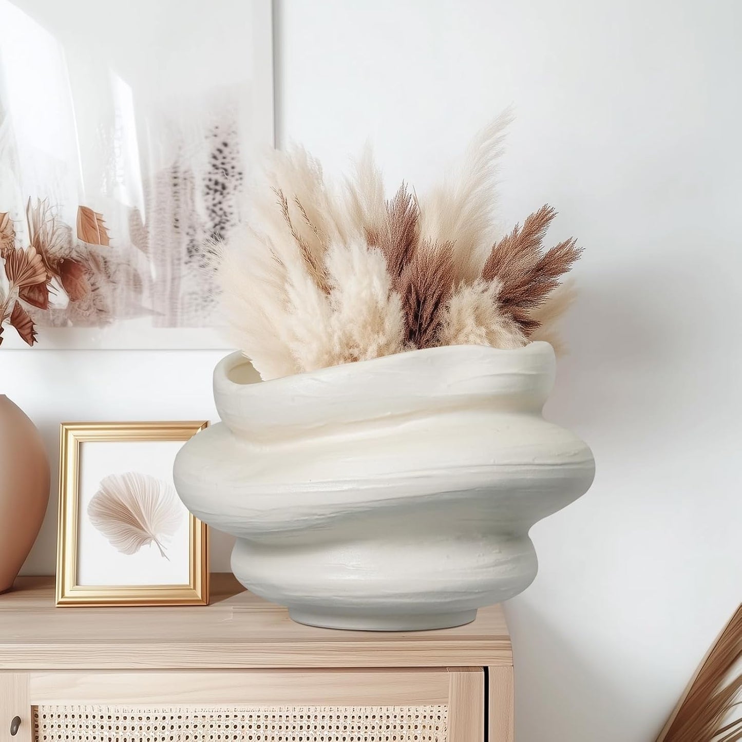 Ceramic Plant Pots Bonsai 11 Inch - Flower Pots for Indoor Plants, Large Plant Pots with Drainage Hole, Decorative Planter Outdoor Flower Pot for Office, Gift for Men Women, White