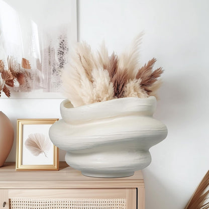 Ceramic Plant Pots Bonsai 11 Inch - Flower Pots for Indoor Plants, Large Plant Pots with Drainage Hole, Decorative Planter Outdoor Flower Pot for Office, Gift for Men Women, White