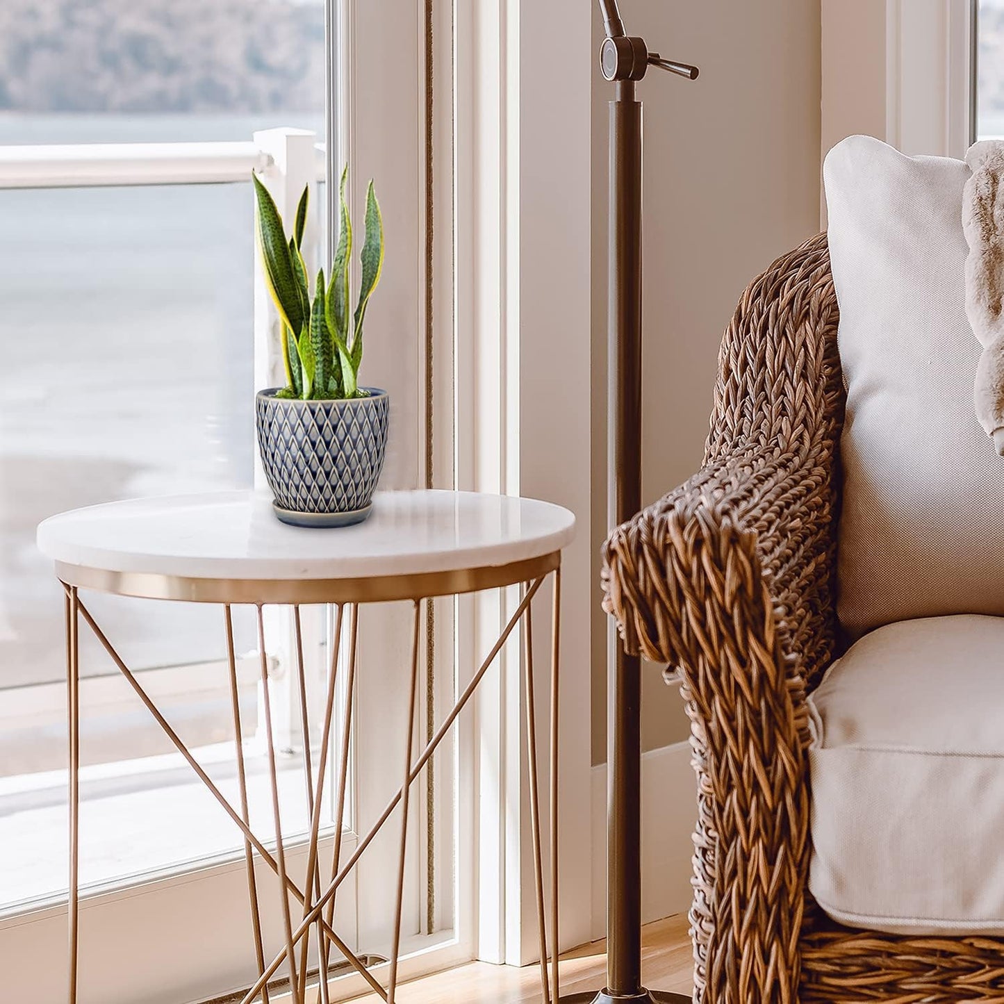 Oairse 4 inches Ceramic Planter Pots 3 Set of Small Round Flower Pots with Drainage Hole and Ceramic Tray for Succulents Cactus Indoor Outdoor Garden Home Windowsill