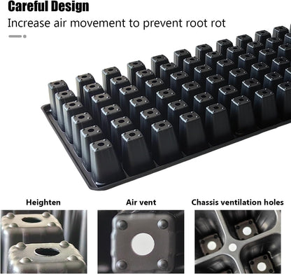 Deep 72 Cell Seedling Trays, Thick Durable 72 Cell Plug Tray Big Cell Seed Trays for 1020 Flat Trays Germination (10-Pack, 21.25"×11", 2.36" Height, High)
