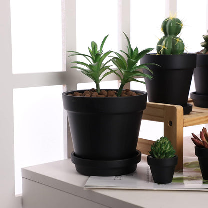 Terra Cotta Pots with Saucer- 6-Pack Large Terracotta Pot Clay Pots 5.5'' Clay Ceramic Pottery Planter Cactus Flower Pots Succulent Pot with Drainage Hole- for Plants,Crafts terra cotta planter(Black)
