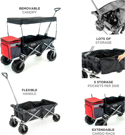Creative Outdoor All-Terrain Deluxe Wagon | 360 Swivel All Terrain Wheels | Great for Beach, Park, Garden & Tailgate | Multiple Color Options