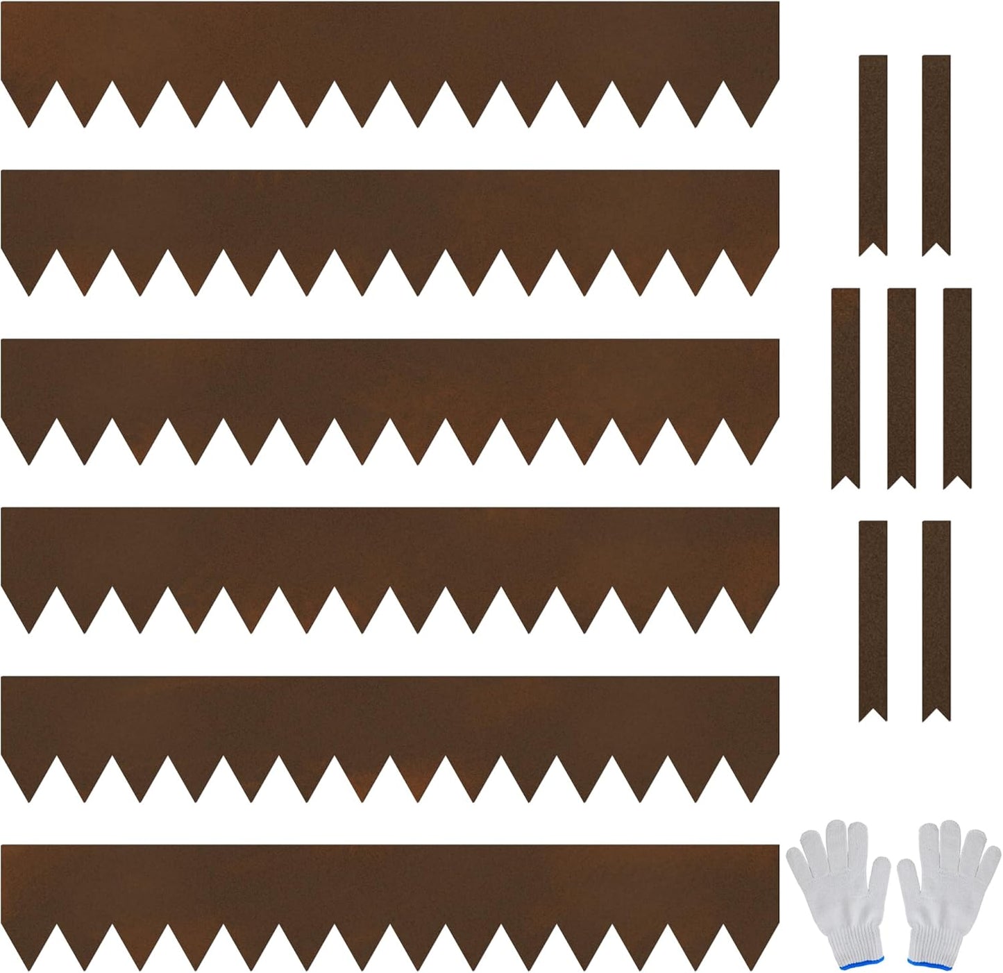 Worth Garden 20ft. Galvanized Steel Landscape Edging - 6-Pack 6.5" x 40" Metal Edging for Landscaping with 7 Stakes, Bronze Powder Coating Hammer-in Lawn Edging for Yard Pathway Divider