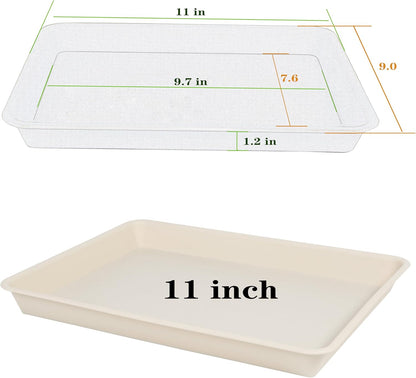 Rectangle Plant Tray, Plant Drip Tray, Plant Pot Saucers, Plant Germination Trays, Plant Saucers, 11'' x 9'' x 1.2'' (2 pack), Beige