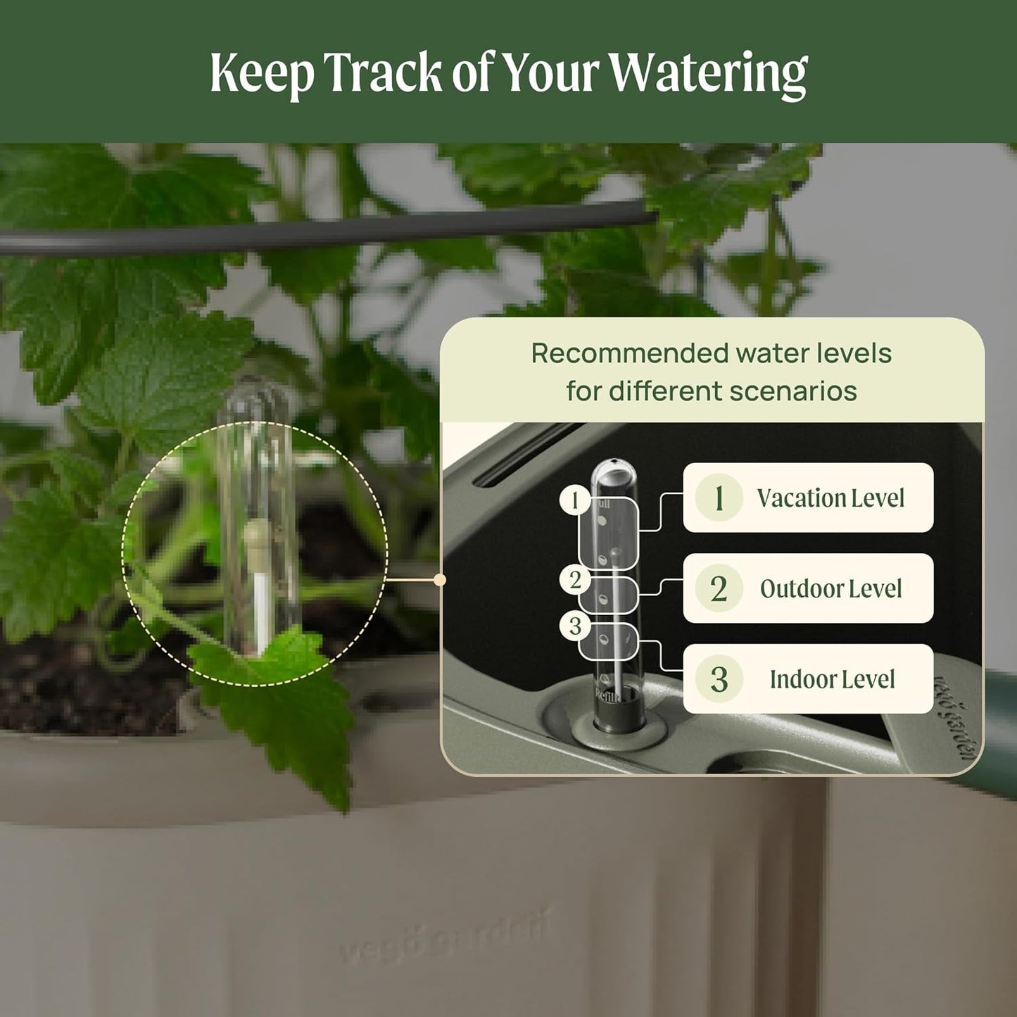 Vego garden Mini Planter Indoor Pots with Trellis Self-Watering Herb Countertop Planter for Climbing Vegetables Flowers Mint Plants Cage- Fog Gray