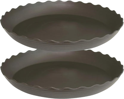 2 Pack of 14 inch Plant Saucer Plant Tray, Plastic Plant Saucer, Heavy Duty Plant Tray for Pots, Plant Saucers for Indoors Planter, Garden Water Plate Bowls for Gallon Grow Bags (Brown)