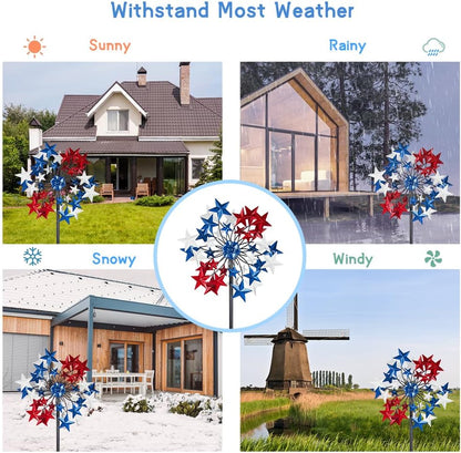 Outdoor Wind Spinner - Patriotic Metal Garden Spinners- Wind Sculptures July 4th Decorations for Garden, Yard 54 * 12.8 Inch