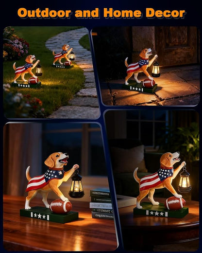 Solar Dog Statues Outdoor Decor with Lantern - Unique Beagle Puppy Home Decor Figurine for Garden, Patio, Yard - Idea Gifts for Women Mom