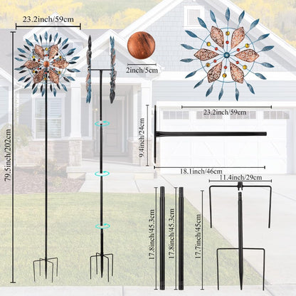 Stargarden Large Wind Spinners Outdoor, 23 Inch Metal Wind Spinner, Double Kinetic Wind Sculptures & Spinners, Waterproof Pinwheels Outdoor Decoration for Patio, Lawn, Garden, Porch Decor