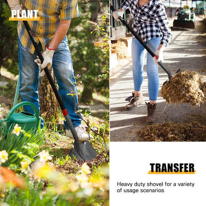 Heavy Duty Round Point Digging Shovel with Long Fiberglass Handle Garden Shovels Spade for Digging,Planting, Transplanting,58 inches