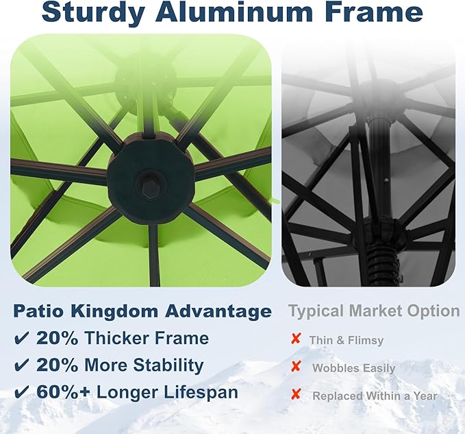 11FT Cantilever Umbrella with Base Large Curvy Outdoor Aluminum Offset Umbrella w/ 360° Rotation, UV Resistant Canopy for Patio, Garden, Backyard, Apple Green