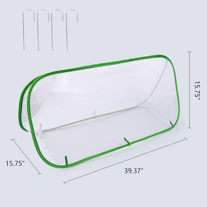 Pop-Up Garden Net Cloche Tunnel, Mini Grow Tent and Plant Protection Cover for Fruit, Vegetables, Strawberry, Flowers and Herbs with 4 Stakes, 39.4" x 15.75" x 15.75"