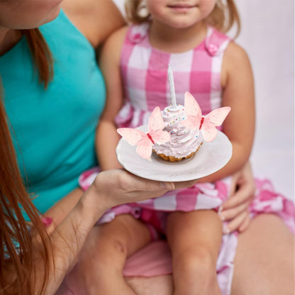 Ephlyn 48Pcs Edible Butterfly Cupcake Toppers Butterfly Cupcake Picks Edible Spring Cupcake Decorations for Spring Theme Baby Shower Kids Birthday Party Cake Supplies Pink