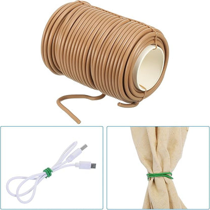 PATIKIL 65ft/20M 3mm Soft Twist Ties, Garden Plant Ties Reusable for Gardening Climbing Vines Office Home Cable Organizing, Dark Brown