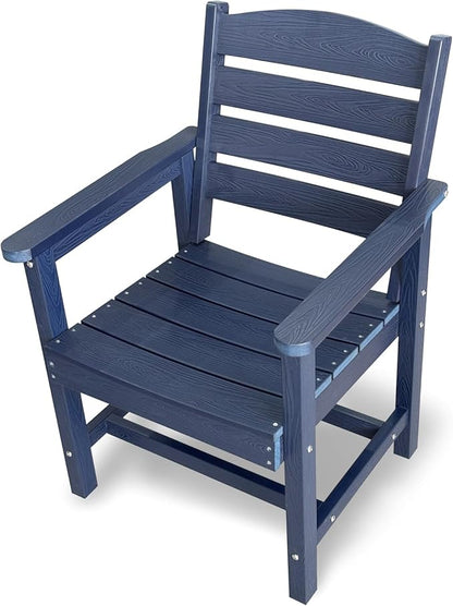 Poly Lumber Patio Dining Chair Set of Two, HIPS Outdoor Ladder Back Chair, Weather Resistant (Navy Blue, 2 Piece)
