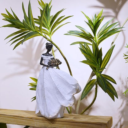 Guichifun Fairy Statue Collection Home Decoration - White Leaf Angel Girls Resin Home Decor for Outside or Inside Rustic Garden Outdoor Yard Decorations Figurines Memory Gift 7.5 x 4.5 x 11.5 Inch