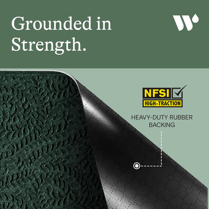 WaterHog Indoor/Outdoor Door Mat, 3' x 5', Made in USA, Durable & Skid-Resistant Front Door Rug, Decorative, Water-Trapping & Heavy-Duty Entryway Floor Mat For Your Home, Boxwood Collection, Evergreen