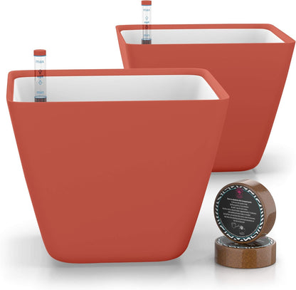 GARDENIX DECOR 5" Self Watering pots for Indoor Plants - Flower Pot with Water Level Indicator for Plants, Grow Tracking Tool - Self Watering Planter Plant Pot – 2 Pack Terracota