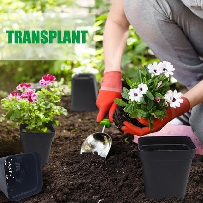 Square Nursery Pots 3" 120Pcs Deep Succulent Plastic Pots Small Flower Planter Seeds Starter Germination Pots with Drainage (Black,2.7Inches,120Pcs)