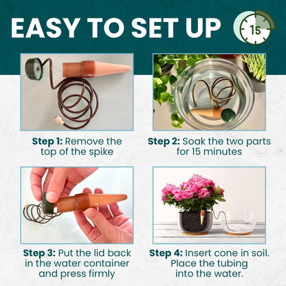 Blumat Classic Plant Watering Stakes with Adapter - Self Watering Planter Insert for Pots - Automatic Plant Waterer & Plant Accessories (10 Pack)